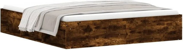 vidaXL Bettgestell aus massivem Kiefernholz in Räuchereiche Braun mit modernem Stil und Seitenfächern B/T/H: 180 x 200 cm - Bild 1
