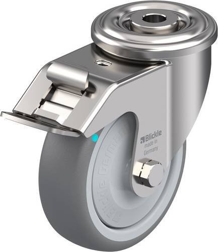Blickle Lenkrolle LEXR-TPA 102KFD-FI mit Feststeller, Farbe: Silber/Grau, Material: Edelstahl, Rad-Durchmesser: 100 mm, Tragfähigkeit: 110 kg - Bild 1