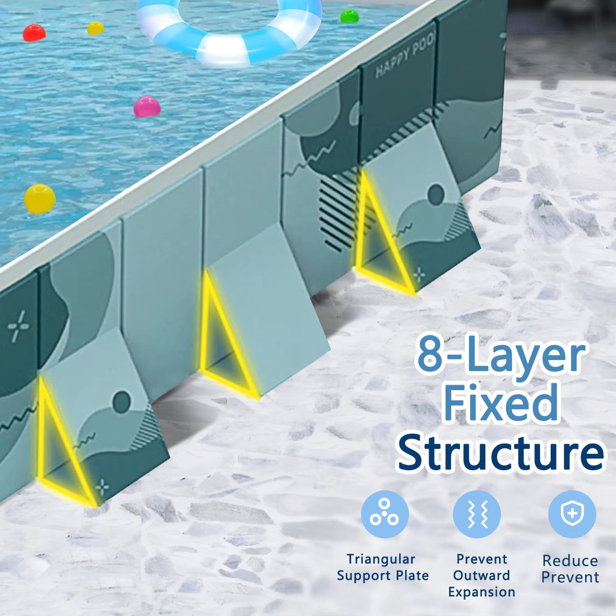 Faltbarer aufblasbarer Swimmingpool aus verschleißfestem PVC für Kinder und Erwachsene, rechteckig, grün und blau, B: 300 cm, H: 55 cm - Bild 3
