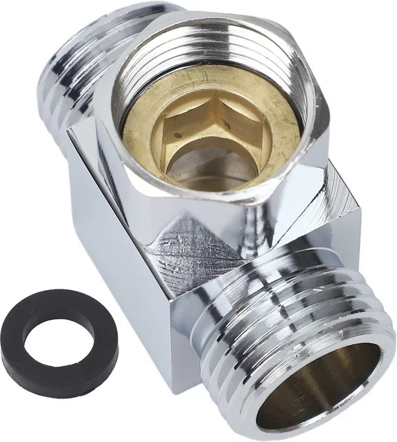 3-Wege-Wasserhahn-Splitter aus Messing in Silber als Duschadapter für dein Badezimmer - Bild 1