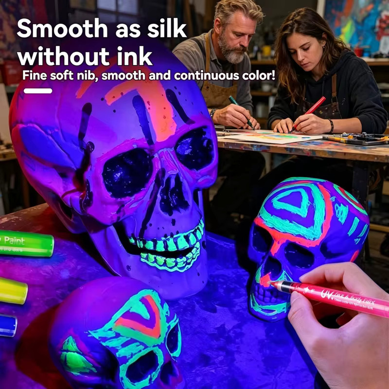 Hopk Neon-UV-Fluoreszierende Acrylfarbstifte im Set mit 8, 12 oder 18 Farben, leuchtende DIY-Marker für kreative Projekte - Bild 4