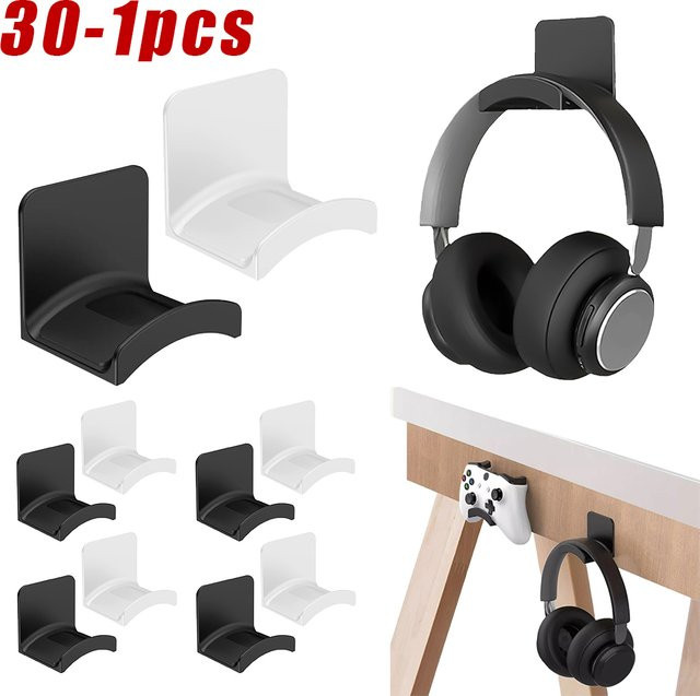 VODOOL Universeller Headset-Aufhänger, selbstklebender Kopfhörer-Haken für Wand, Schreibtisch oder PC, in Schwarz oder Weiß - Bild 1