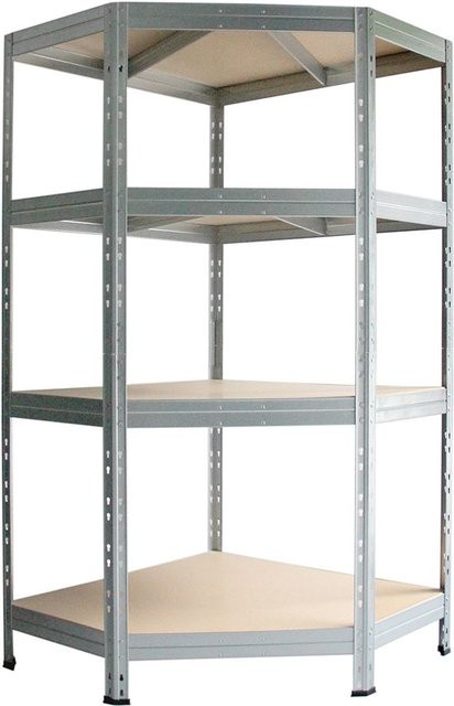 AR Shelving Eck-Rivet Steckregal verzinkt mit 4 verstellbaren Böden, B/T/H: 180 x 90 x 90 x 45 cm - Bild 1