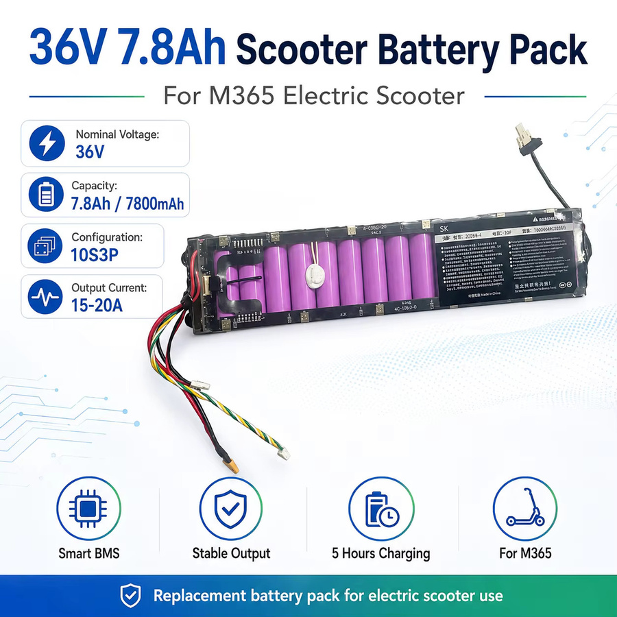 10S3P 36V 7800mAh Elektroroller-Akku für Xiaomi und Mijia M365 M356 in Lila - Bild 4