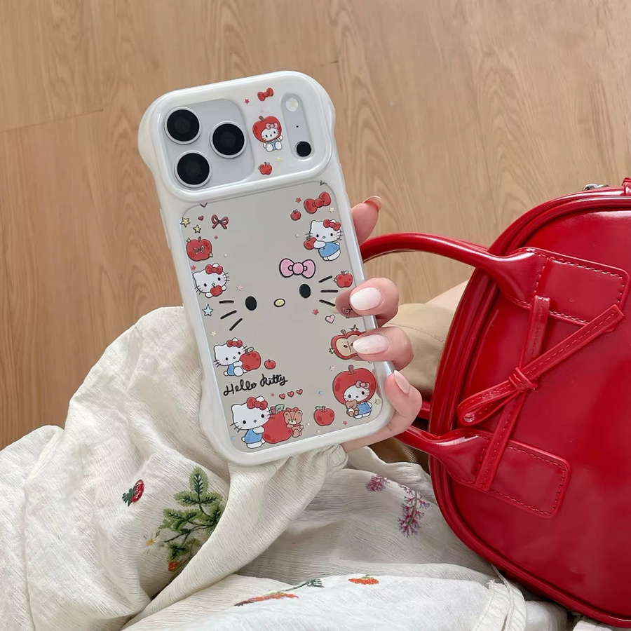 Sanrio Handyhülle mit Mini-Schminkspiegel für iPhone 13 bis iPhone 17 Pro Max aus stoßfestem Silikon in Rosa - Bild 2