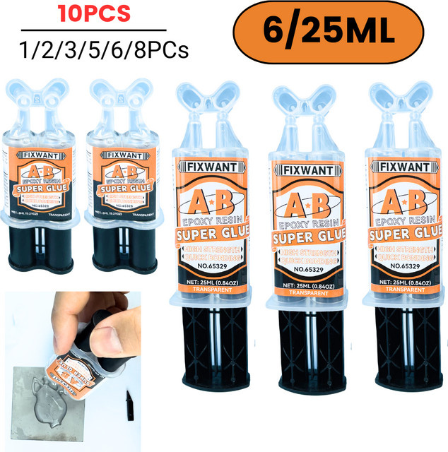 FIXWANT Epoxidharz-AB-Kleber transparent hochfest und wasserfest für Metall Keramik und Glas 2 x 25 ml - Bild 1
