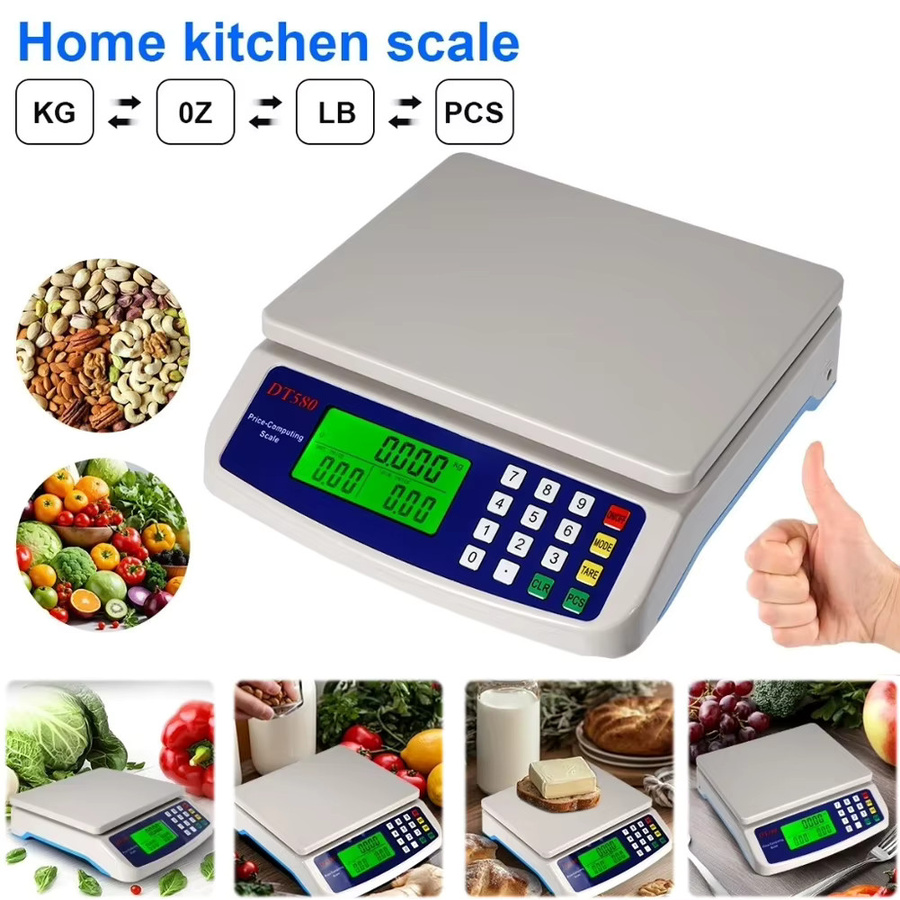 APWIKOGER Multifunktionale digitale Preisberechnungswaage aus Edelstahl mit LCD-Anzeige in Weiß, Kapazität 30 kg, Genauigkeit 1 g - Bild 4