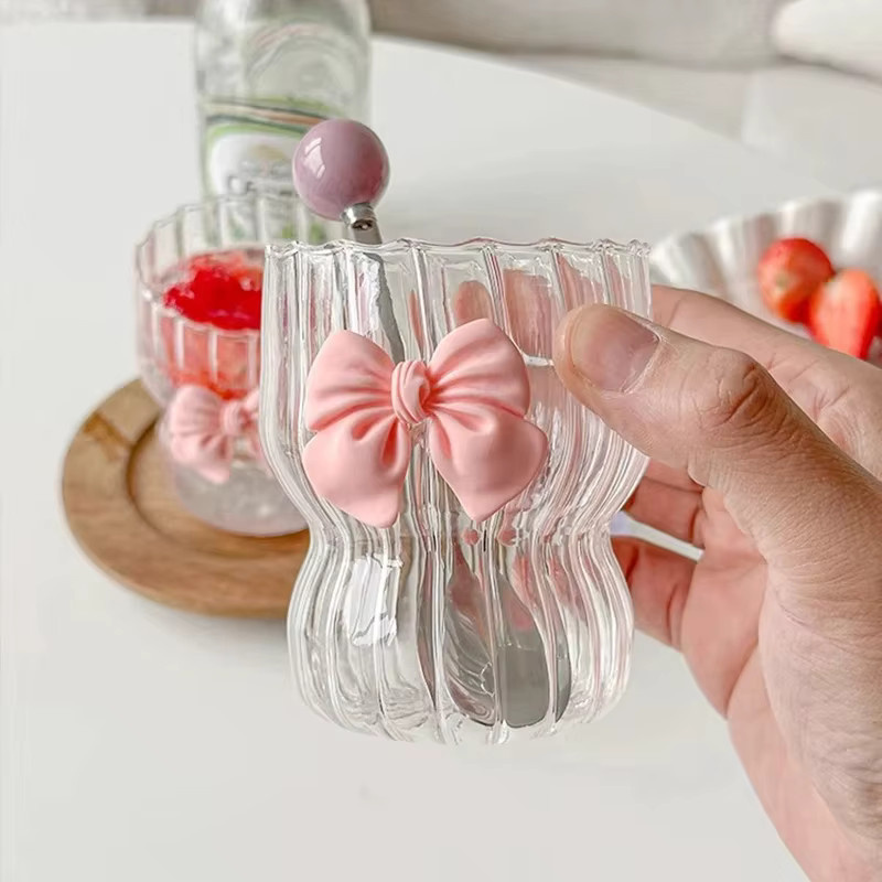 YOCITY Glas Tumbler mit Streifen-Design in Transparent und Purple - Bild 2
