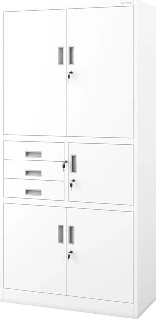 JAN NOWAK Aktenschrank FILIP II aus Metall in Weiß mit Schubladen und Tresor, B/T/H: 90 x 40 x 185 cm - Bild 1