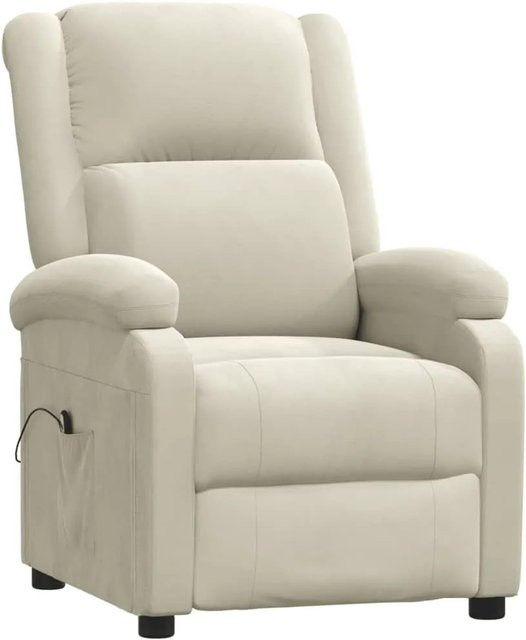 vidaXL Elektrischer Relaxsessel aus Samt in Creme/Beige mit Armlehnen - Bild 1