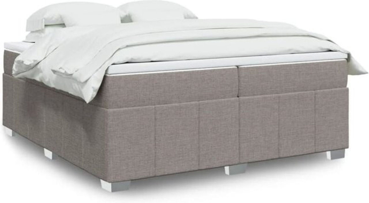 vidaxl Boxspringbett mit Matratze in Taupe meliert aus Stoff, B/T/H: 200 x 200 x 46 cm - Bild 1