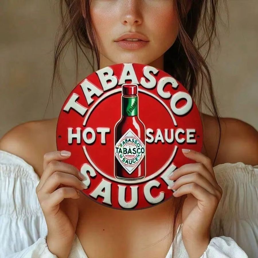 Tabasco Retro Metall-Wanddekoration in Rot - Bild 2