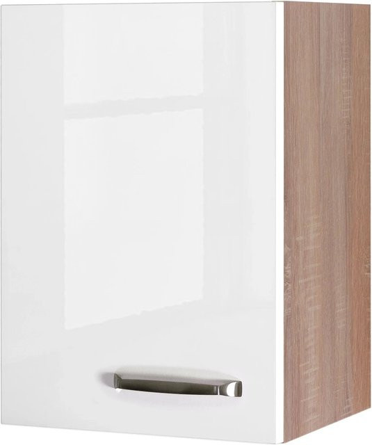 Flex-Well Küchen-Oberschrank Valero Hochglanz Weiß und Sonoma Eiche B/H/T: 40 x 55 x 32 cm - Bild 1