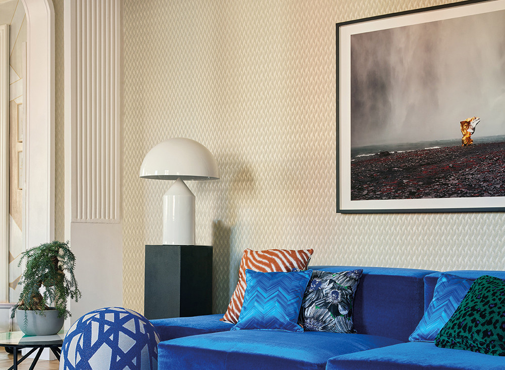 Missoni Home Tapete Sestriere in Beige mit abstraktem geometrischem Design aus Vinyl - Bild 1