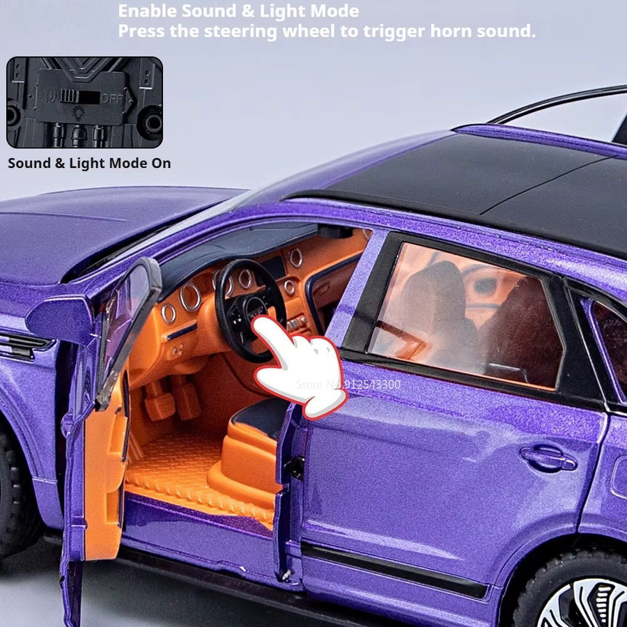 RMZ city Bentayga Continental Automodell, 1:24, mit Sound und Licht, Schwarz - Bild 4