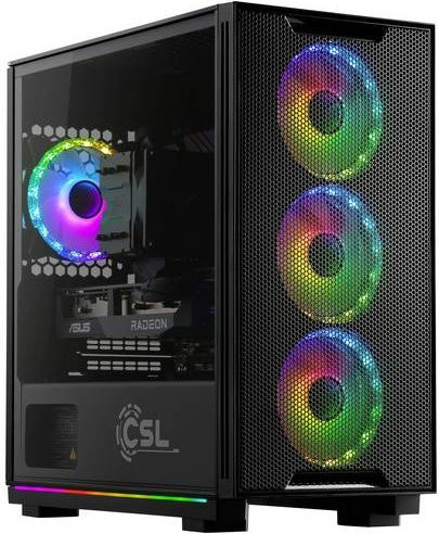CSL Computer Gaming PC M10500 Desktop PC in Schwarz mit AMD Ryzen 5 7600, 16GB RAM, 1000GB SSD und AMD Radeon RX 6600 8GB GDDR6 - Bild 1