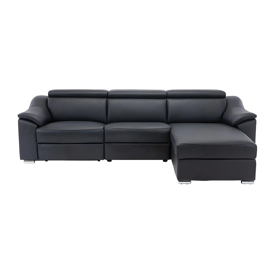 Vente-unique Relaxsofa Pedrera in L-Form aus schwarzem Oberleder mit elektrischer Sitzfunktion Breite: 284 cm - Bild 2