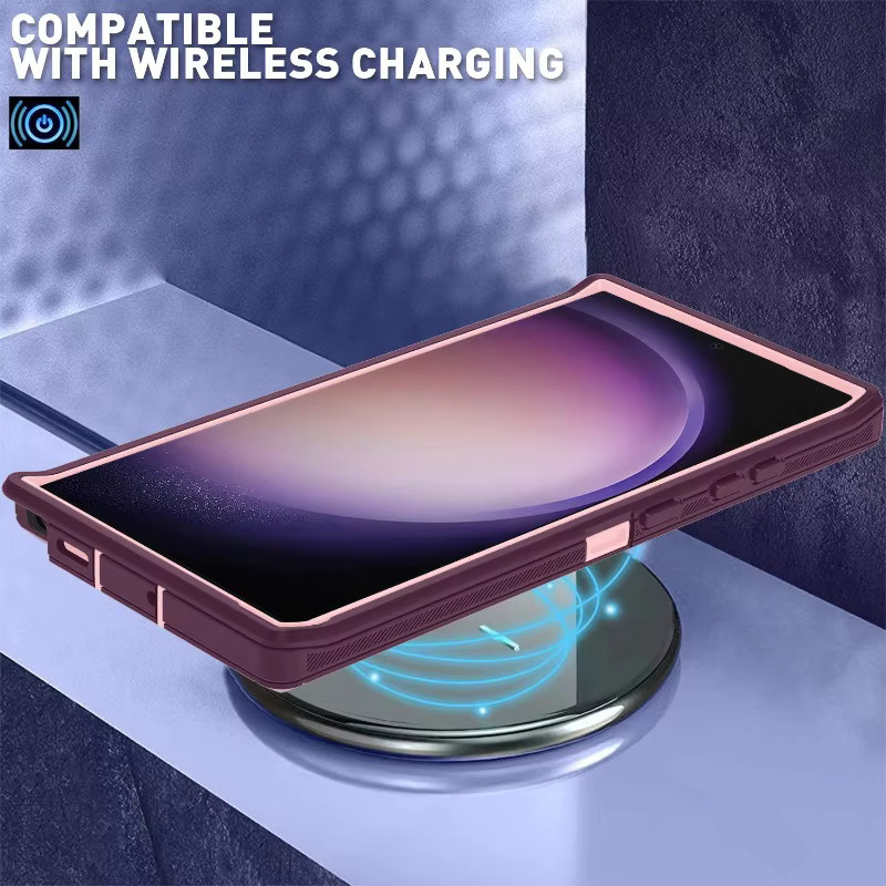 Robuste 3-in-1 Rüstungshandyhülle für Samsung Galaxy S25 S24 S23 S22 S21 S20 FE Plus Note 20 Ultra, stoßfeste PC und TPU Defender Abdeckung in Purple - Bild 4
