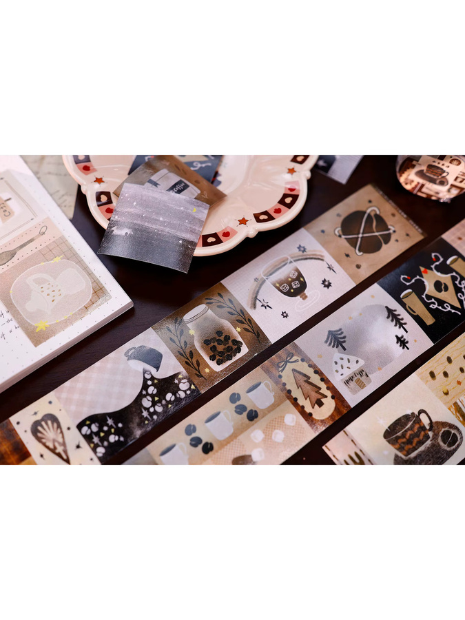 XiaoBaiJia Studio Vintage Washi-Papierband in Kaffeebraun für DIY Scrapbooking und Planer Dekoration - Bild 7