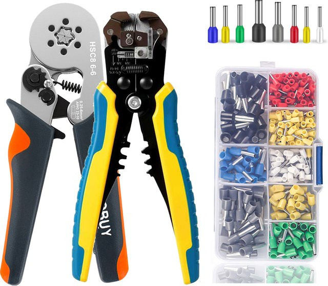 WOZOBUY Professionelle Elektriker-Kabelzange in Grün: Automatisches Abisolier- und Crimpwerkzeug für Kabel und Aderendhülsen - Bild 1