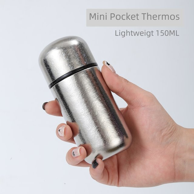 Apuraa Mini-Titan-Thermobecher in Silber, isolierte Kaffeetasse aus Titan und Edelstahl mit 150 ml Volumen - Bild 1