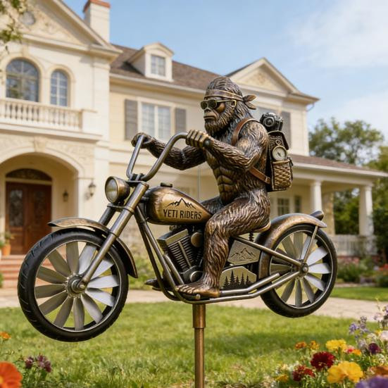 Gartenkunst Sasquatch Windspiel aus Metall in Braun als kinetische Windmühlen-Skulptur für Garten und Terrasse - Bild 2