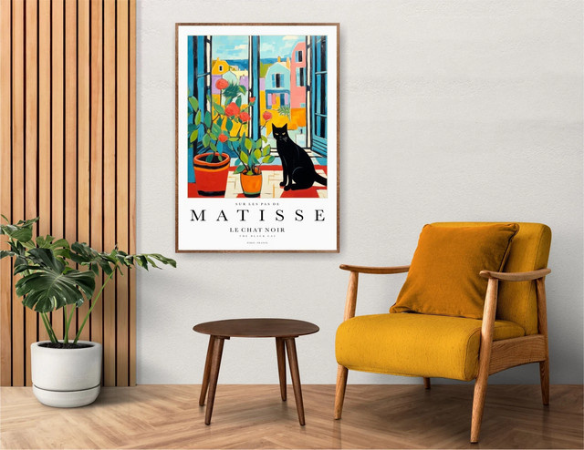 Black Cat Matisse Poster als moderner Wandkunstdruck mit Tiermotiv in Mehrfarben - Bild 1
