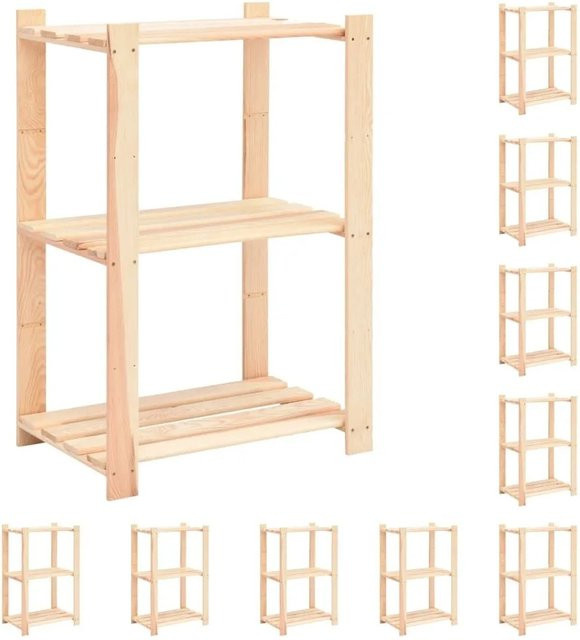 10er Set vidaXL Lagerregale aus Kiefer-Massivholz mit 3 Böden, B/T/H: 60 x 38 x 90 cm - Bild 1