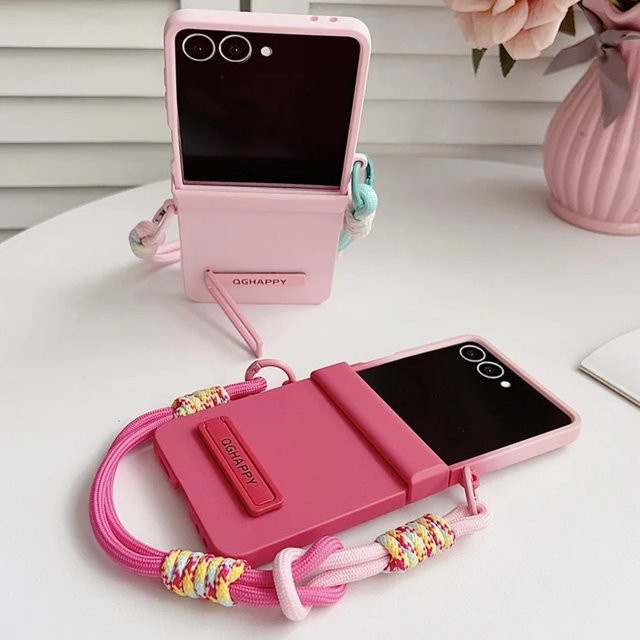 Handgelenk-Strap Schutzhülle mit Scharnierschutz und Farbverlauf Candy für Samsung Galaxy Z Flip 7 FE, Z Flip 6, Z Flip 5, Z Flip 4, Z Flip 3 in Multicolour und Schwarz - Bild 1