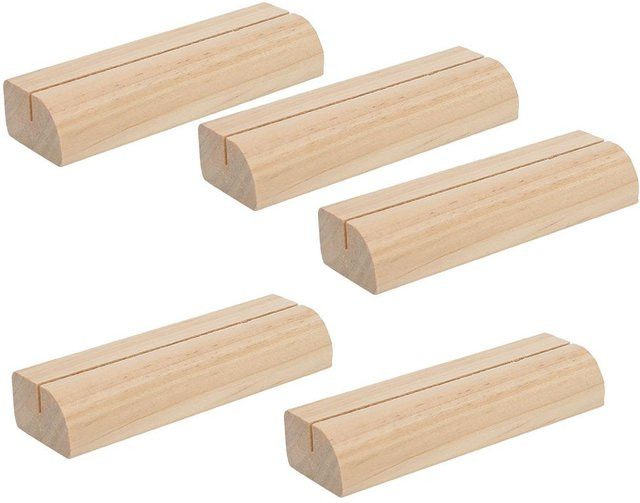 Tooarts Visitenkartenhalter aus Holz als Foto-Display-Stand für den Schreibtisch, 5er Set, Beige - Bild 1