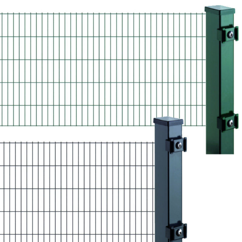Doppelstabmattenzaun BASIC Set aus Stahl, pulverbeschichtet, in Grün, Anthrazit oder Multicolour, für die Erdbodenmontage, B/H: 200 x 100 cm - Bild 1