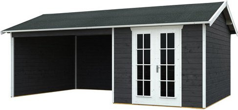 Skan Holz Gartenhaus Tilburg Satteldach grau B/H/T: 653 x 288 x 380 cm - Bild 3