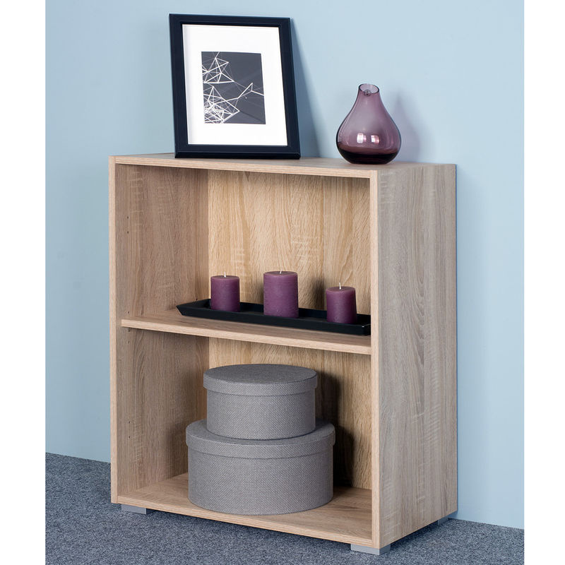 Casaria Bücherregal Vela in Eiche Braun mit 2 Fächern und verstellbaren Regalböden, H x B x T: 77 x 28 x 77 cm - Bild 2