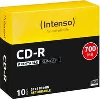 Intenso CD-R 700 MB Printable Inkjet CD-Rohlinge im 10er Pack Slimcase - Bild 1