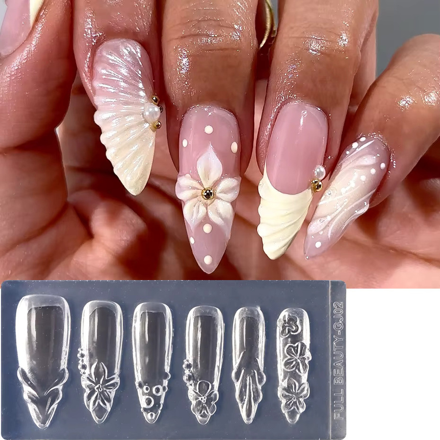 Full Beauty 3D Blumen-Nagelkunst Silikonform, Schablone für Nageldesign - Bild 4