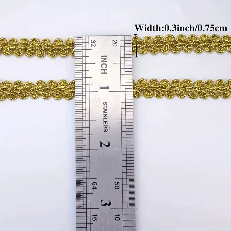 ZYLPYY Goldener Stickerei-Spitzenstoff mit Wellenbesatz für Näharbeiten und Heimdekoration, Breite: 0,75 cm - Bild 2