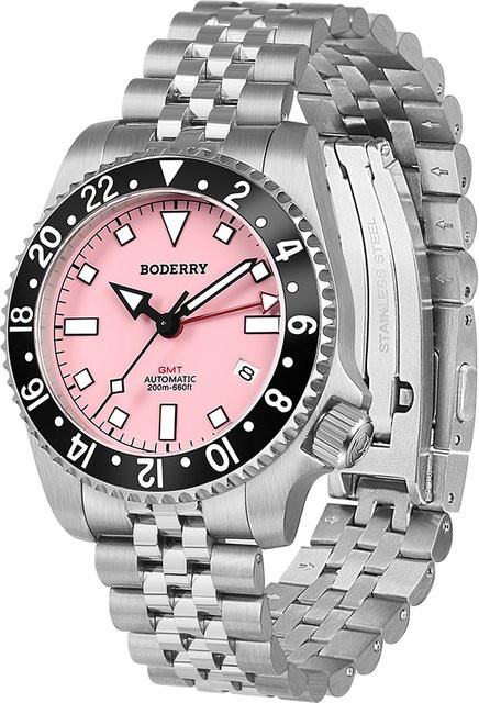BODERRY Armbanduhr, Automatik, Titan, 40 mm, Herren, Schwarz, Silber - Bild 1