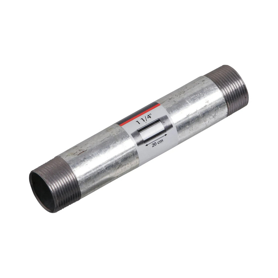 LUX-TOOLS Rohrdoppelnippel AG 41,9 mm (R 1 1/4) 100 mm, verzinkt, silber - Bild 1