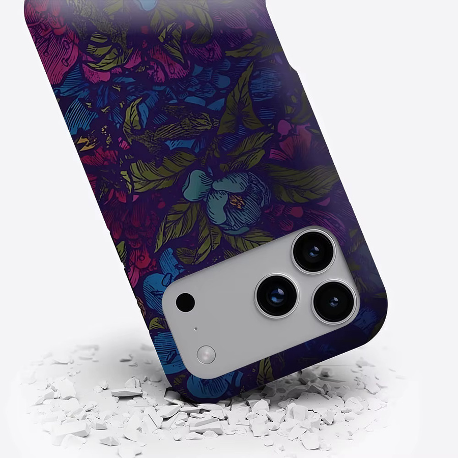 Aurea Case Matte Bumper MagSafe kompatible iPhone Hülle mit dunkler Blumen-Gravur in Multicolour - Bild 3