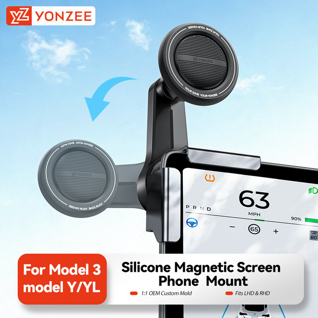 YZ Magnetischer Autotelefonhalter mit 15W Kabellosem Ladegerät für Tesla Model Y und Model Y Juniper 3 Highland, Schwarz - Bild 1