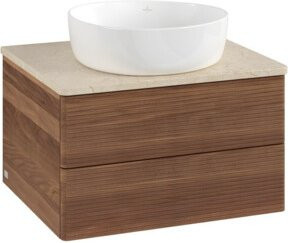 V&B Waschtischunterschrank Antao mit Frontstruktur in Walnut, B/T/H: 60 x 36 x 50 cm - Bild 1