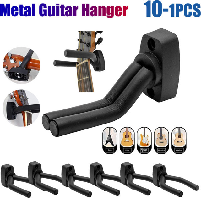 APWIKOGER Universal Gitarren Wandhalterung aus Metall in Schwarz für Akustikgitarren und Musikinstrumente - Bild 1