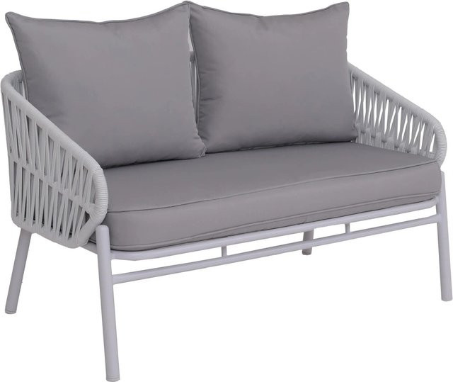 MCW Aluminium-Gartenbank P90 mit Seilgeflecht in Hellgrau - Bild 2