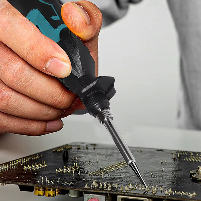 Elektrischer 12-V-Lithium-Ionen-Lötkolben mit einstellbarem Winkel von 0–90 Grad und konstanter Temperatur, tragbare Lötpistole mit EU-Stecker in Rot und Schwarz - Bild 2