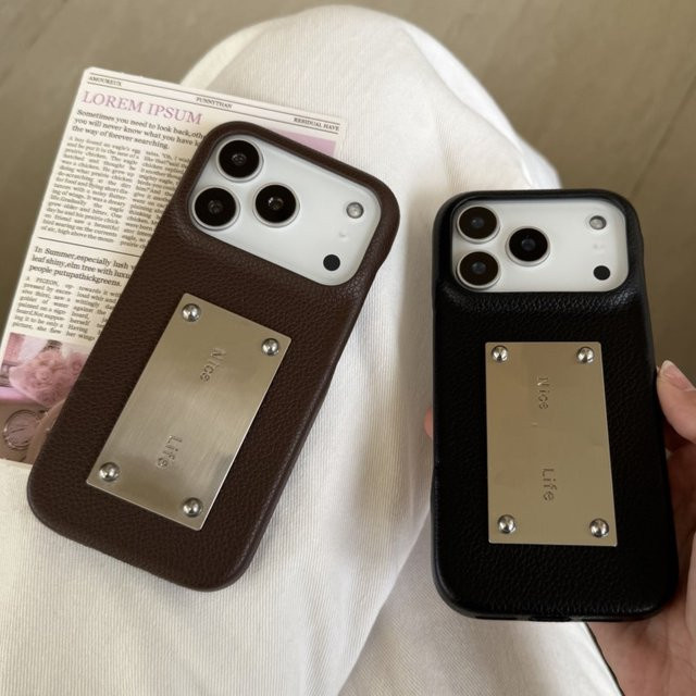 Cortex Metall-Kartenetui mit Litchi-Muster für iPhone 17 Pro Max 16 15 14 13 12 Pro Max in Schwarz - Bild 1
