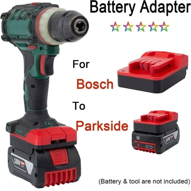 Bosch Batterieadapter-Konverter für 18V Lithium-Akkus zur Nutzung mit Lidl Parkside X20V Elektrowerkzeugen in Rot - Bild 1