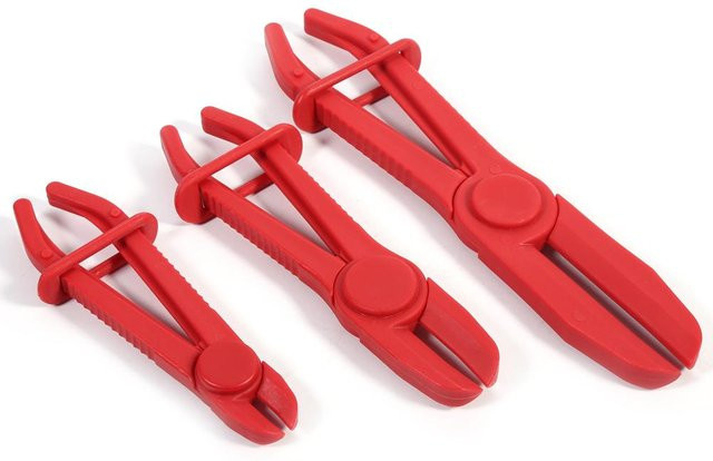 Meterk 3er Set Nylon Schlauchklemmen Werkzeug Set für Bremse Kraftstoff und Wasserleitungen in Rot - Bild 1