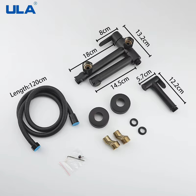 ULA Bidet Sprayer Set aus Messing in Schwarz mit Handheld Duschkopf und Heiß-Kalt-Wasser Mischer - Bild 4