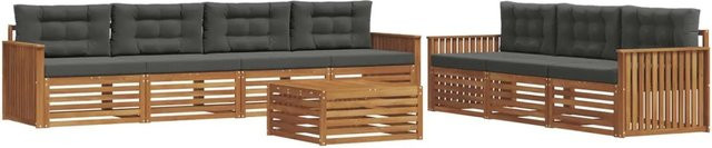 vidaXL Outdoor-Sofagarnitur 8-teilig aus Akazienholz mit Kissen in Anthrazit - Bild 1