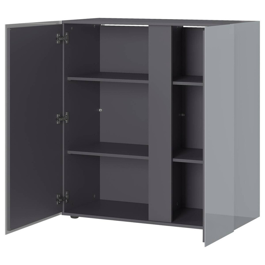 Germania Kommode Mesa in Graphit und Silbergrau Hochglanz, B/H/T: 94 x 103 x 43 cm - Bild 3